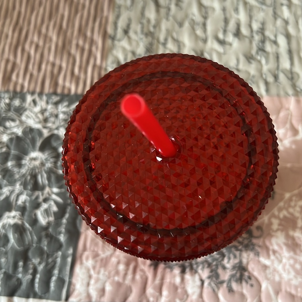 Red Studded Tumbler with Straw - Picture 3 of 6